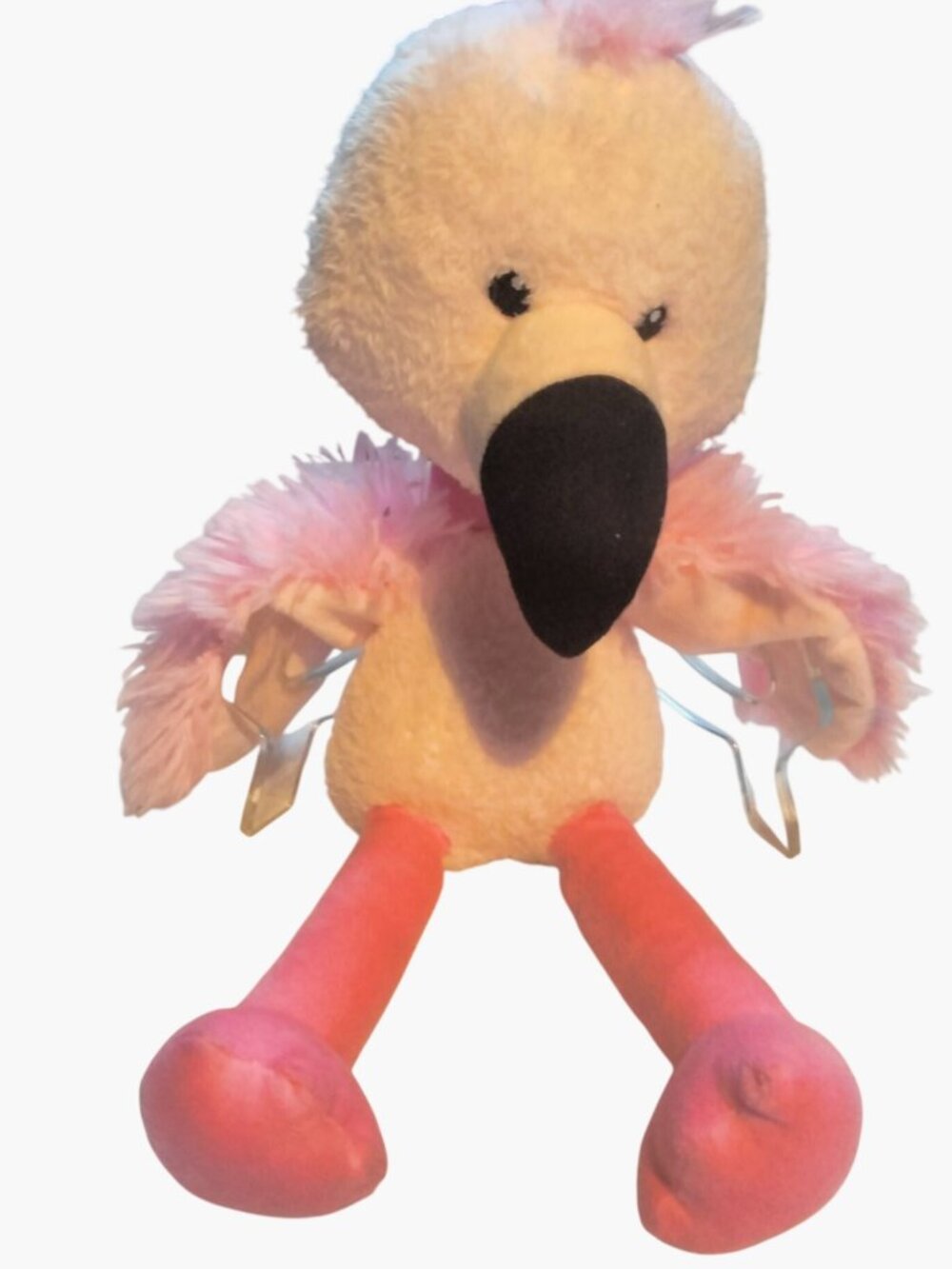 Pink Plush Flamingo Stuffed Animal Toy Long Legs Fluffy Wings Tropical 18 inch